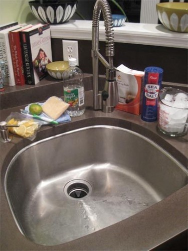 Clean stainless sink