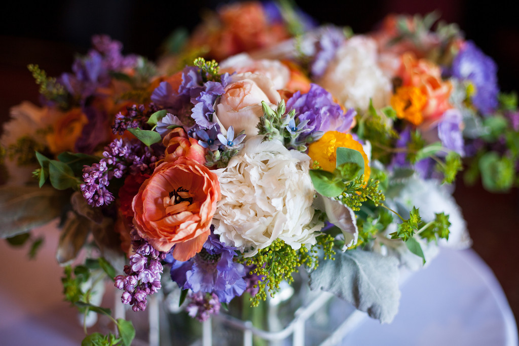 Coral and Purple Wedding Flowers
